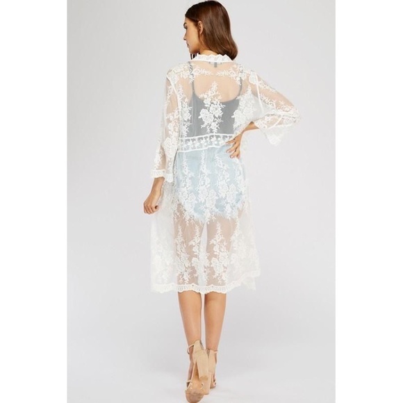 White Lace Embroidery Cardigan - Picture 2 of 6